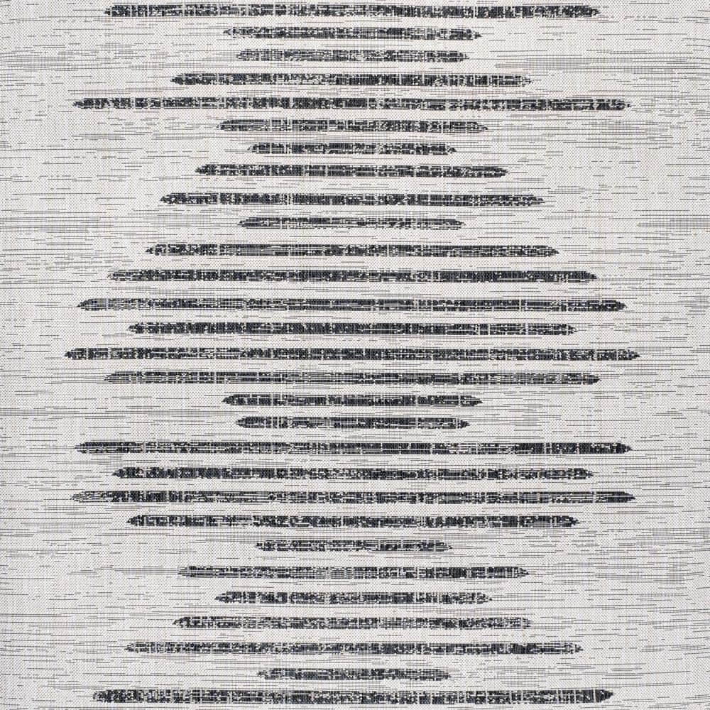 JONATHAN Y Zolak Berber Stripe Geometric Ivory/Black 4 ft. Square ...