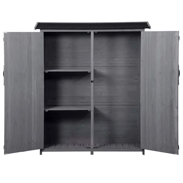 Nestfair 4.6 ft. W x 1.7 ft. D Gray Wood Storage Shed with Double Lockable Doors (7.8 sq. ft.)