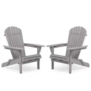 Anky Gray Wooden Folding Adirondack Chair Patio Lounge Chair (Set of 2)