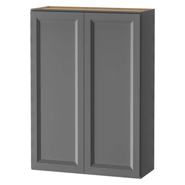 PELHAM & WHITE Keyport Shaker 30 in. W x 12 in. D x 42 in. H Plywood Tool-Free Ready To Assemble Wall Kitchen Cabinet in Charcoal