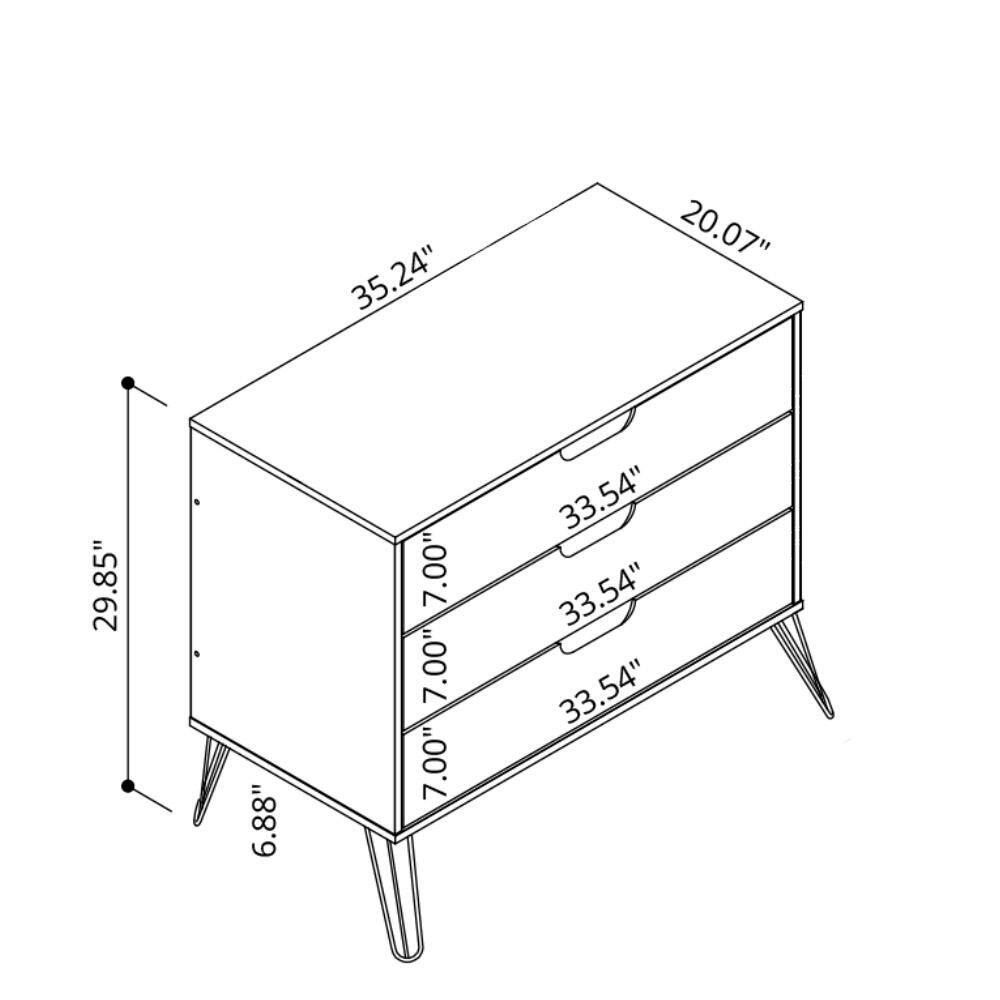 Mid-Century Modern 3-Drawer Horizontal Brown Dresser