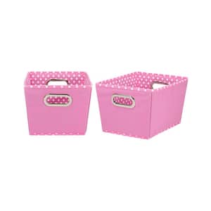 8 in. H x 10 in. W x 18 in. D Pink Canvas Cube Storage Bin 2-Pack