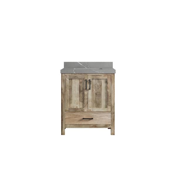 Willow Collections Malibu Mango 30 in. W x 22 in. D x 36 in. H Bath Vanity in Natural with 2 in. Piatra Quartz Top