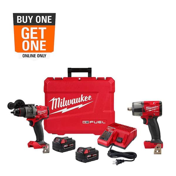 M18 Fuel 18-V Lithium-Ion Brushless Cordless 1/2 in. Hammer Drill Driver Kit with M18 FUEL 1/2 in. Impact Wrench