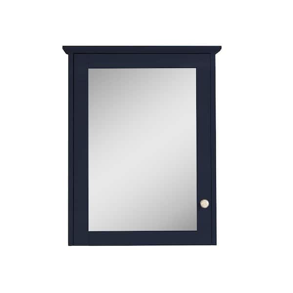 24 in. W x 30 in. H Rectangular Blue Wood Surface Mount Medicine Cabinet with Mirror, 2-Sided Mirror, Blum Soft Close