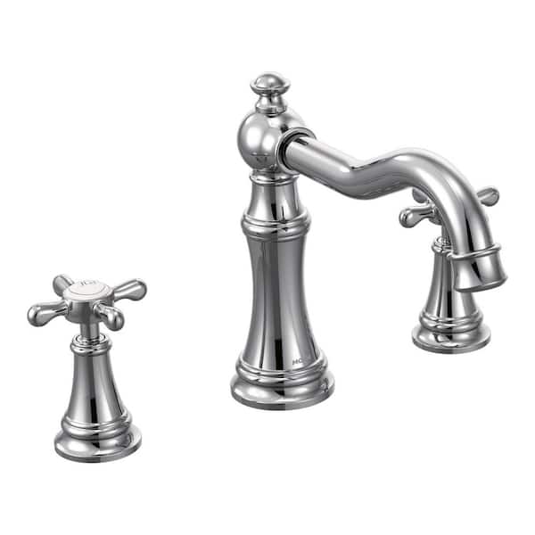 Weymouth 2-Handle Tub Deck Mount Roman Tub Faucet with Handles in Chrome