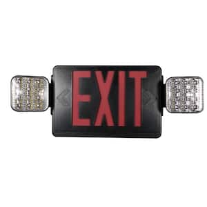 Combo 14-Watt with NICAD 9.6-Volt Battery Integrated LED Black Exit Sign and Emergency Light