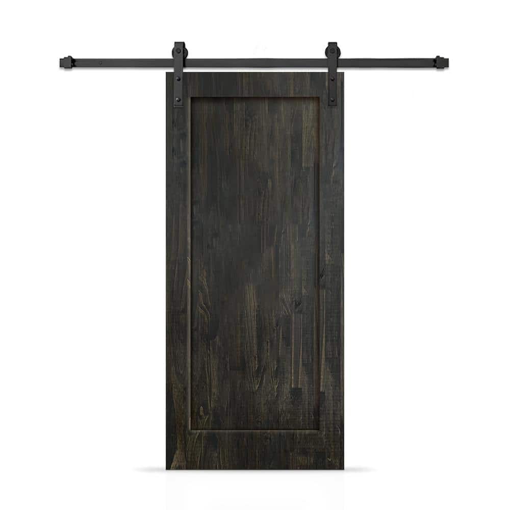 30 in. x 96 in. 1-Panel Shaker Hollow Core Charcoal Black Stained Pine Wood Interior Sliding Barn Door with Hardware Kit price history on PriceWatchPro