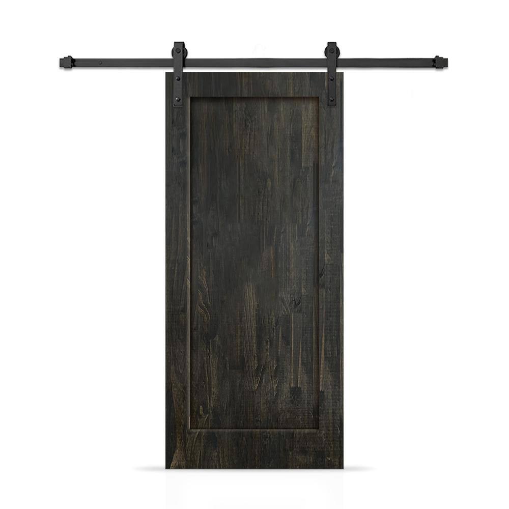 36 in. x 96 in. 1-Panel Shaker Hollow Core Charcoal Black Stained Pine Wood Interior Sliding Barn Door with Hardware Kit price history on PriceWatchPro