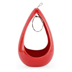 Cone 8-1/2 in. x 5-1/4 in. Red Ceramic Hanging Planter