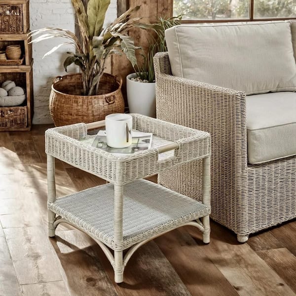 Malio 22.5 in. Natural Gray Square Wood End Table