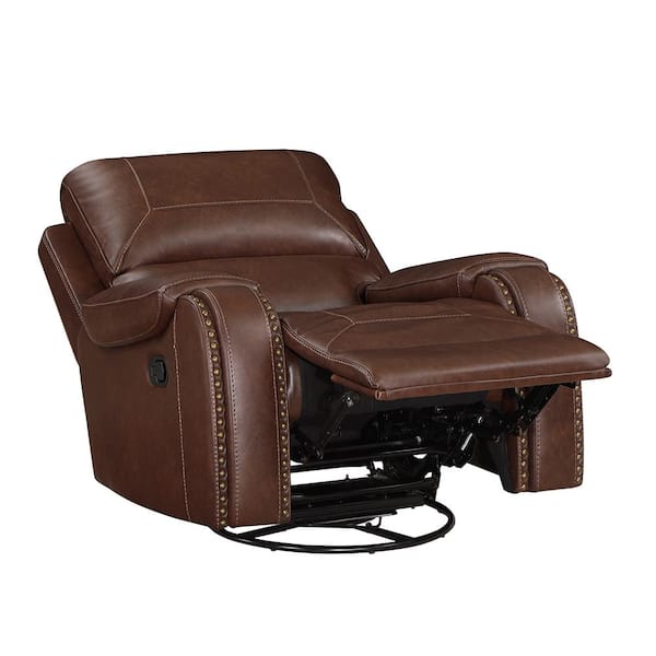 Lazzara Logansport Brown Faux Leather Swivel Glider Recliner
