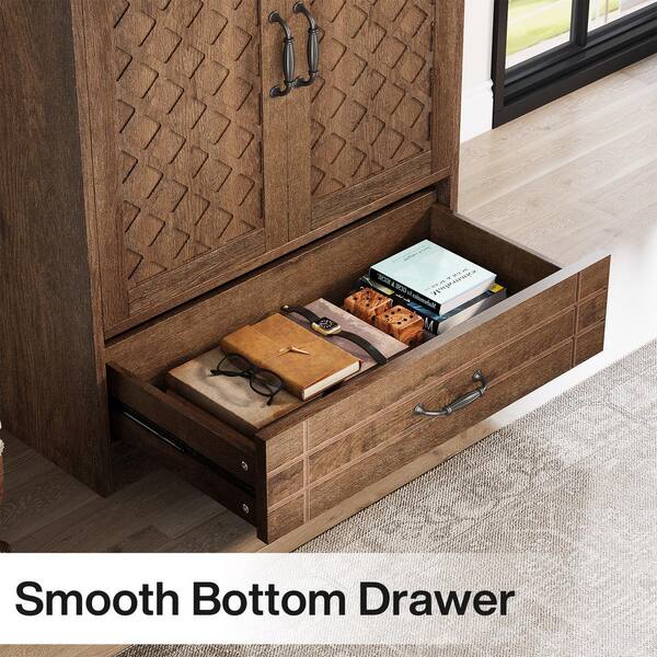 BYBLIGHT Eulas 70.08 in. Tall Brown Engineered Wood 4-Shelf