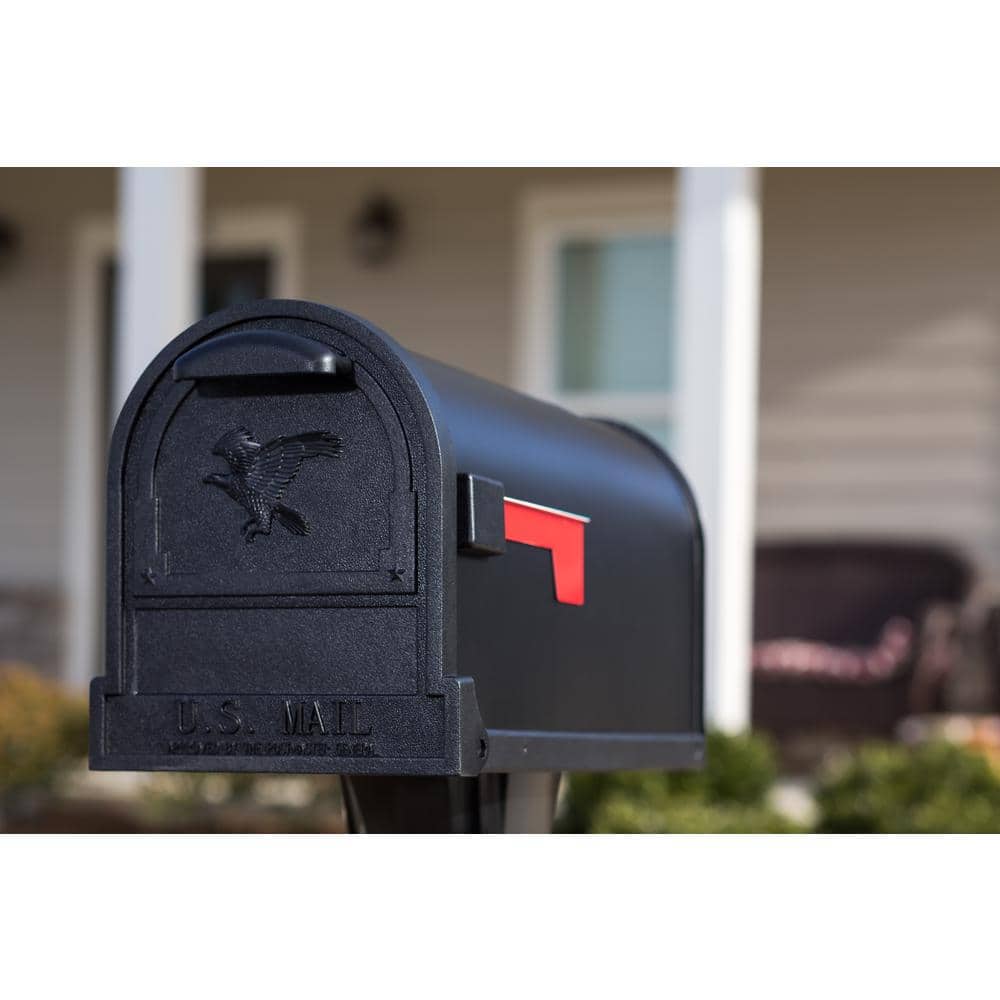 Large Black Powder Coated Steel Post Mount Mailbox