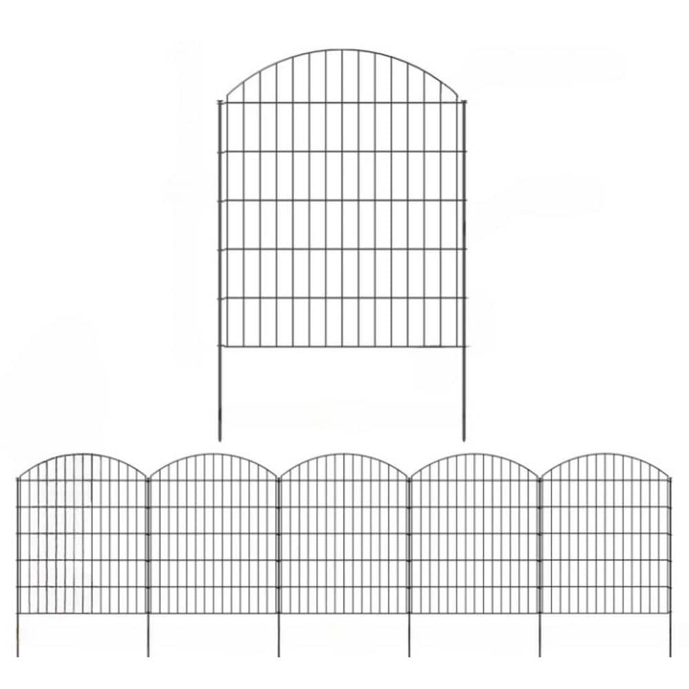35.4 in. L x 43.2 in. H 5-Panel Steel Decorative Garden Fence No Dig Tempor