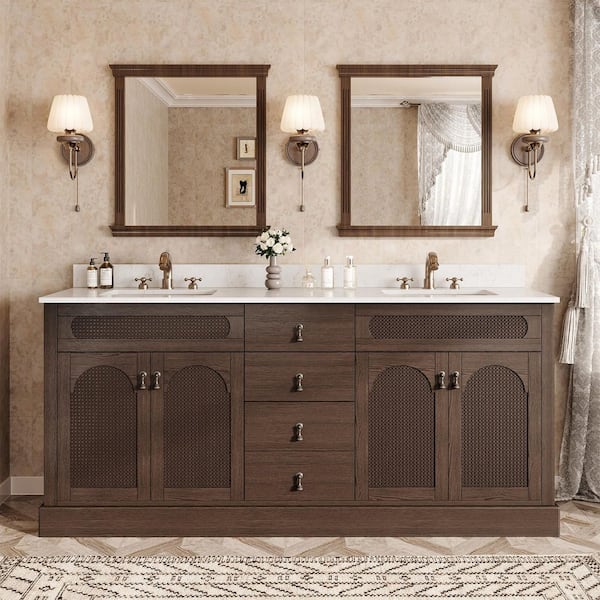 Dark Walnut 34.8 in. H Accent Cabinet Office Storage Cabinet with 4 Shelves and 4 Drawers plus Built-in Charging Station