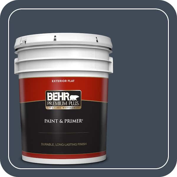 BEHR PREMIUM PLUS 5 gal. #PPF-58 Dark Night Flat Exterior Paint & Primer