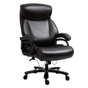Brown, High Back Home Office Chair Adjustable Swivel Executive Chair PU Leather Ergonomic Computer Task Seat
