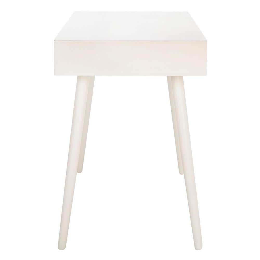 Distressed White Retro Wood Writing Desk with Drawers