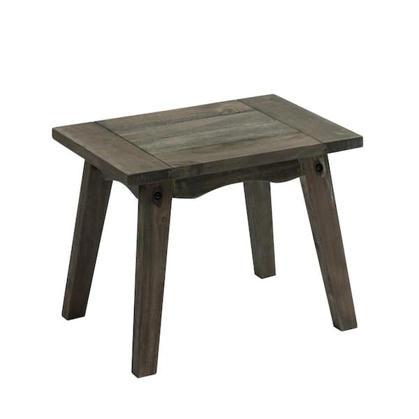 Uixe Rectangular Black Acacia Wood Outdoor Patio Side Table