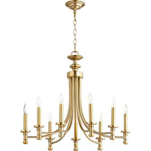 Rossington 9- -Light Aged Brass Chandelier