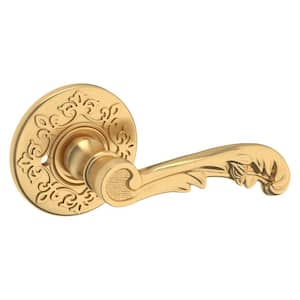 5121 Lifetime Satin Brass Bed/Bath Door Handle Lever with R012 Rose Privacy