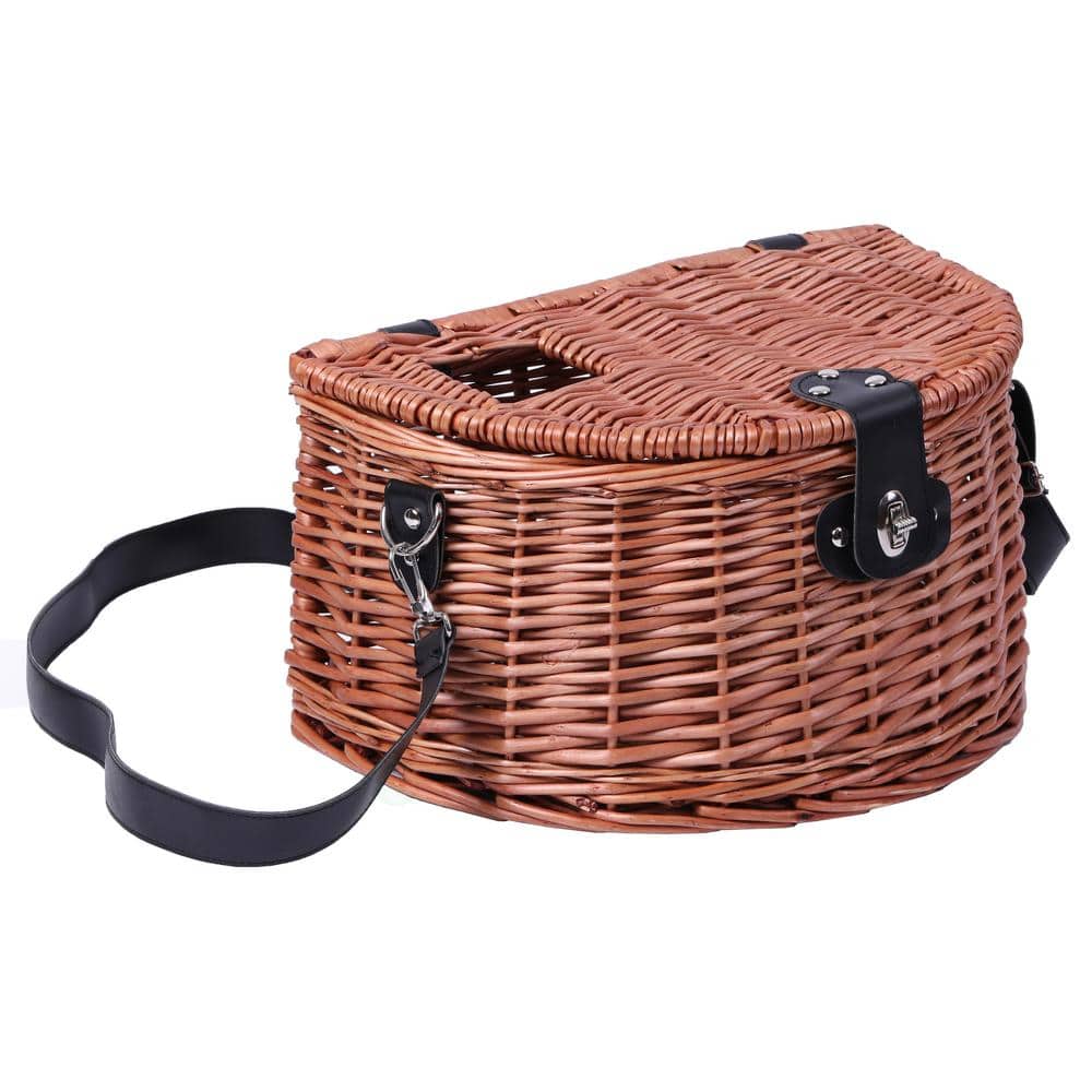 Wicker Fish Basket Fishing Creel Trout Pouch Cage Tackle Case