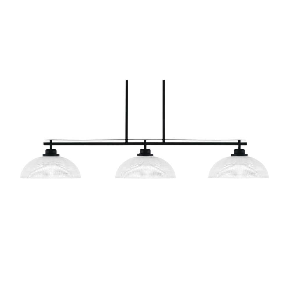 Monroe 3-Light Billiard Light, Round Fitter, Matte Black Finish, 13 in. Cle