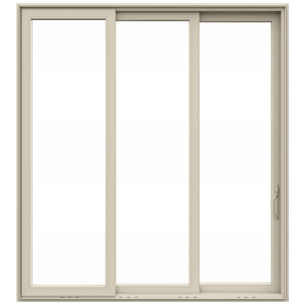 JELD-WEN V4500 Multi-Slide 105 in. x 120 in. Right-Hand Low-E Desert Sand Vinyl 3-Panel Prehung Patio Door