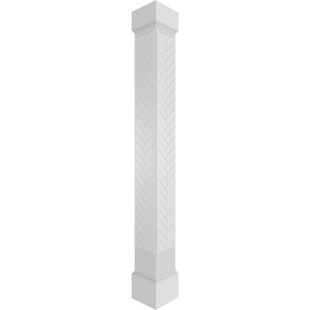 9-5/8 in. x 9 ft. Premium Square Non-Tapered Herringbone Modern Fretwork PVC Column Wrap Kit w/Mission Capital and Base price history on PriceWatchPro