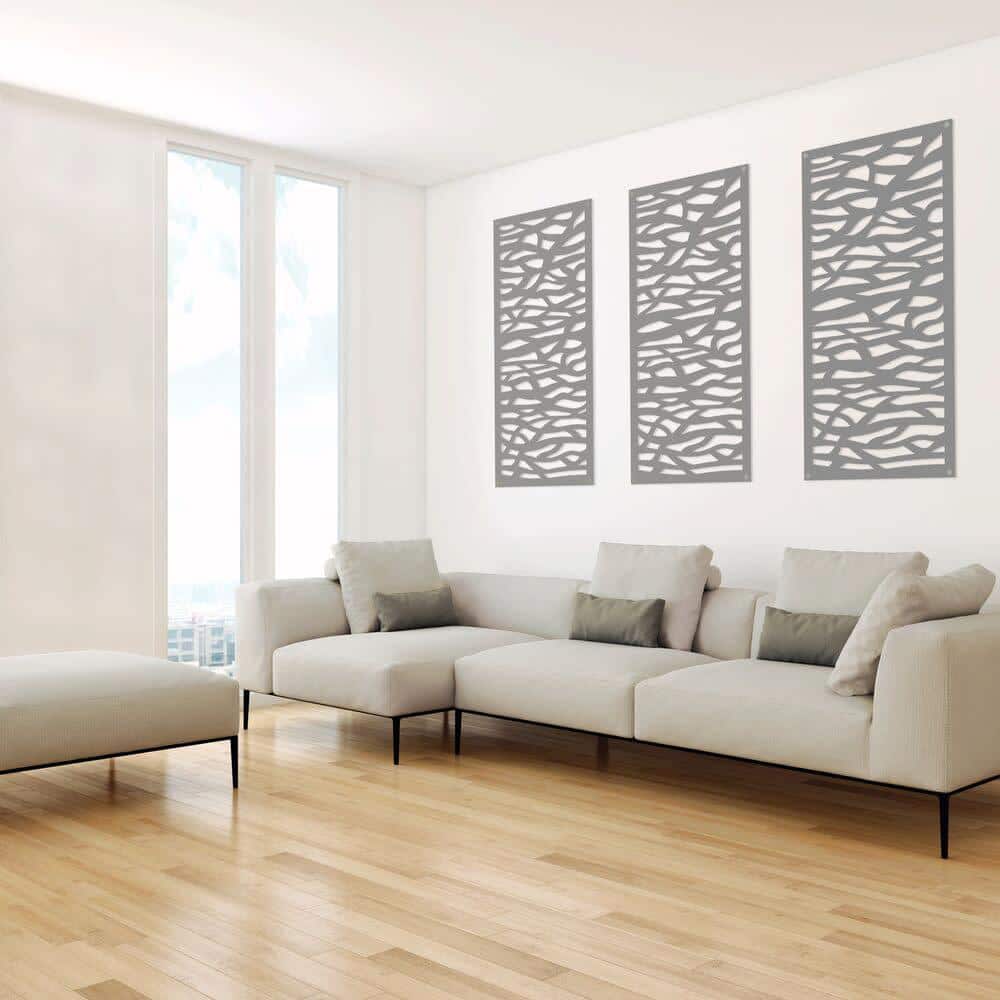 Sprig Gray Polypropylene Decorative Screen Panel, 2 ft x 4 ft
