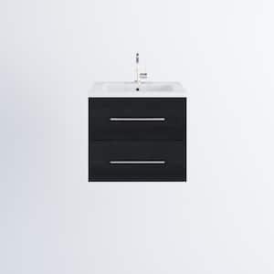 Napa 24 in. W x 20 in. D Single Sink Bathroom Vanity Wall Mounted In Black Ash with Acrylic Integrated Countertop