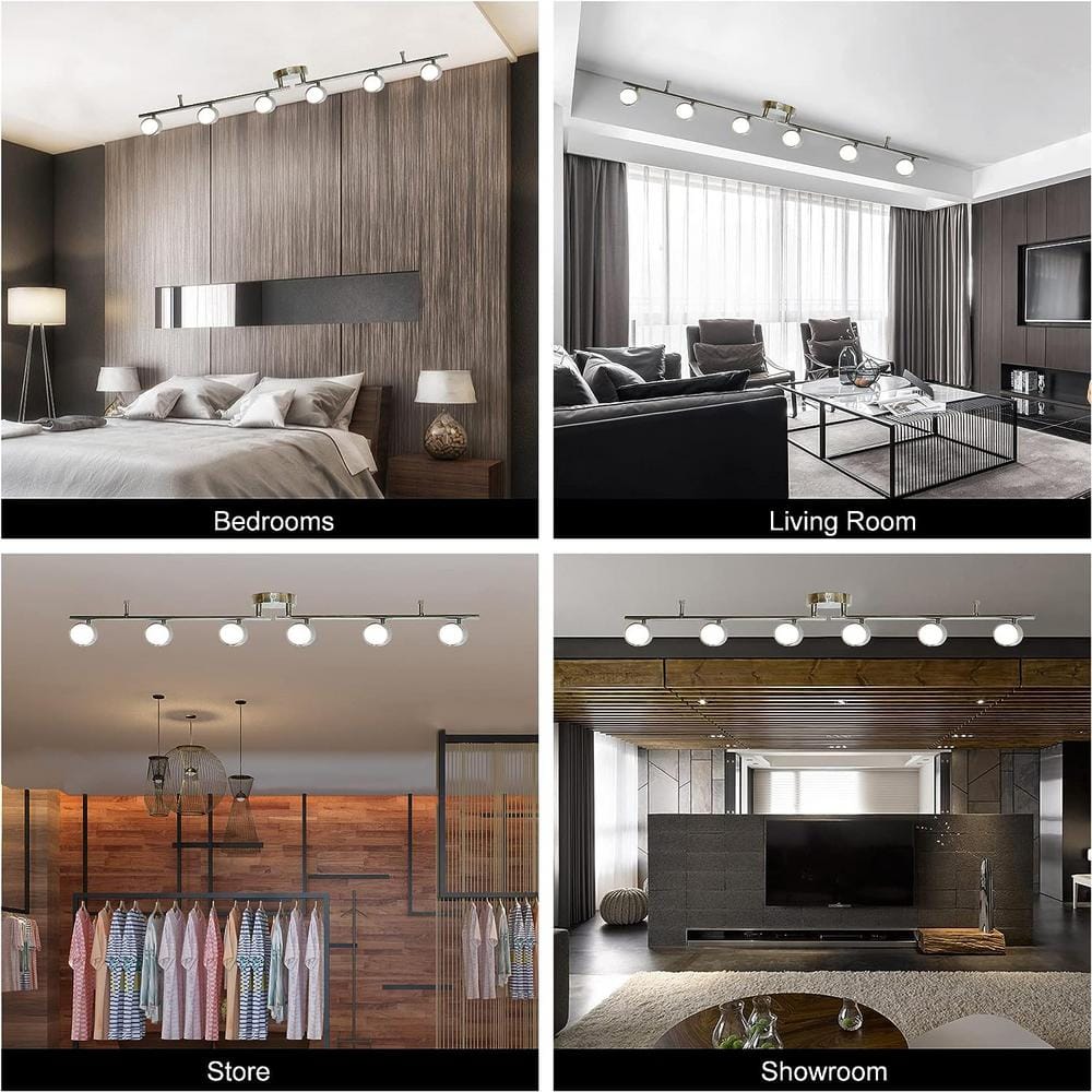 Brushed Nickel 6-Light LED Swivel Track Lighting Kit