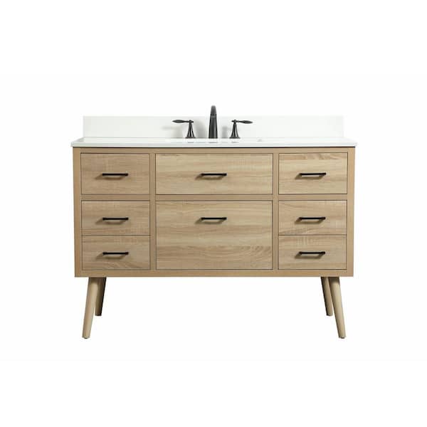 Unbranded Simply Living 48 in. W x 22 in. D x 33.5 in. H Bath Vanity in Mango Wood with Ivory White Engineered Marble Top