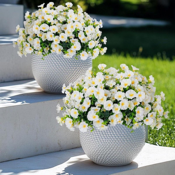 13.78 in White Indoor/Outdoor Artificial Morning Glory Fake