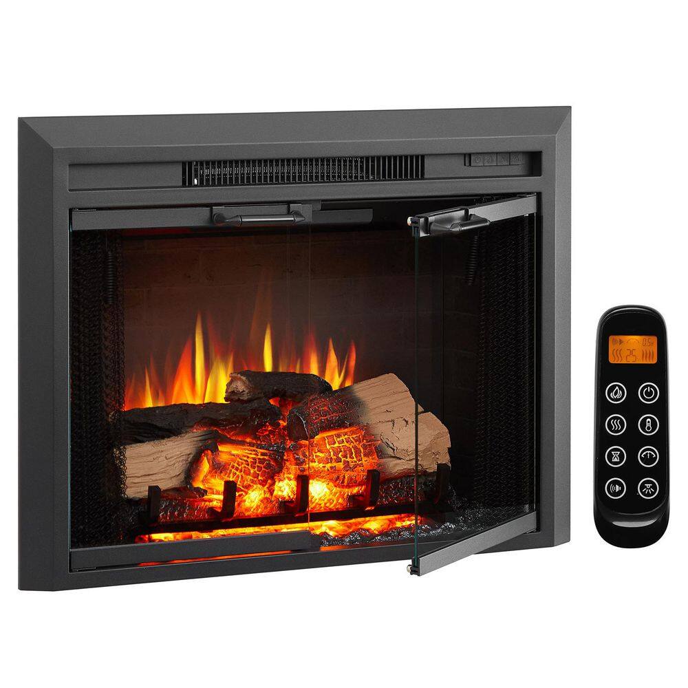 Damon 28 in. Electric Fireplace Insert, Glass Door and Mesh Screen, Heater 750/1500W, Crackling Sound, Remote Control price history on PriceWatchPro