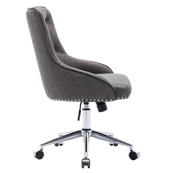 Tahanbath Gary Fabric Seat Office Desk, Non Rolling Desk Chair Adjustable Height