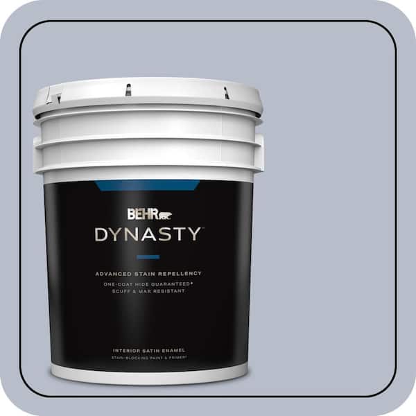 BEHR DYNASTY 5 gal. #610F-4 Silver Service Satin Enamel Interior Stain-Blocking Paint and Primer