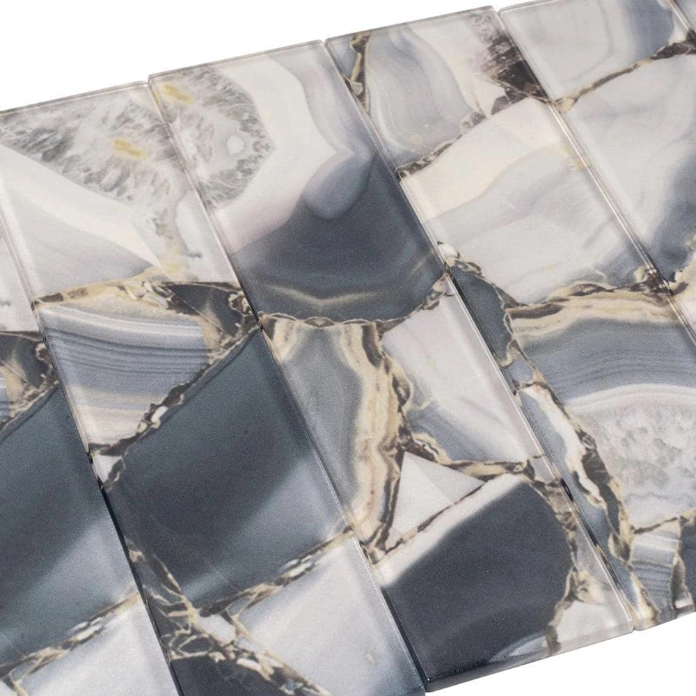 Carnelian 3" x 12" Glossy Gray Glass Subway Tile