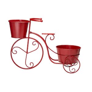 21.5 in. L Red Metal Bicycle Plant Stand (KD)