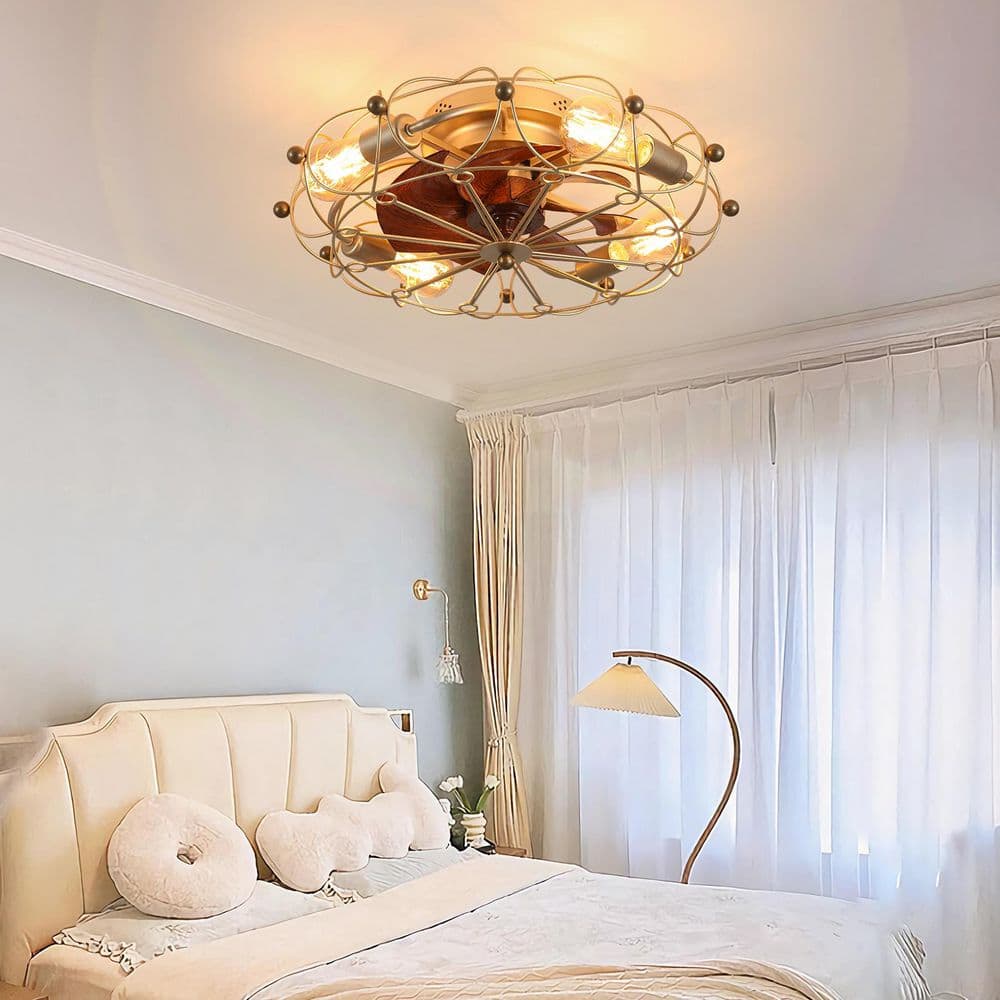 20 in. Gold indoor Low Profile Caged Ceiling Fan with Remote Control and Dimmable LED light price history on PriceWatchPro