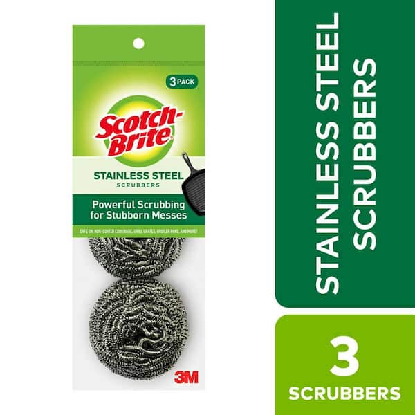 Stainless Steel Scrubber, Large Size, 2.5 x 2.75, Steel Gray, 12/Carton