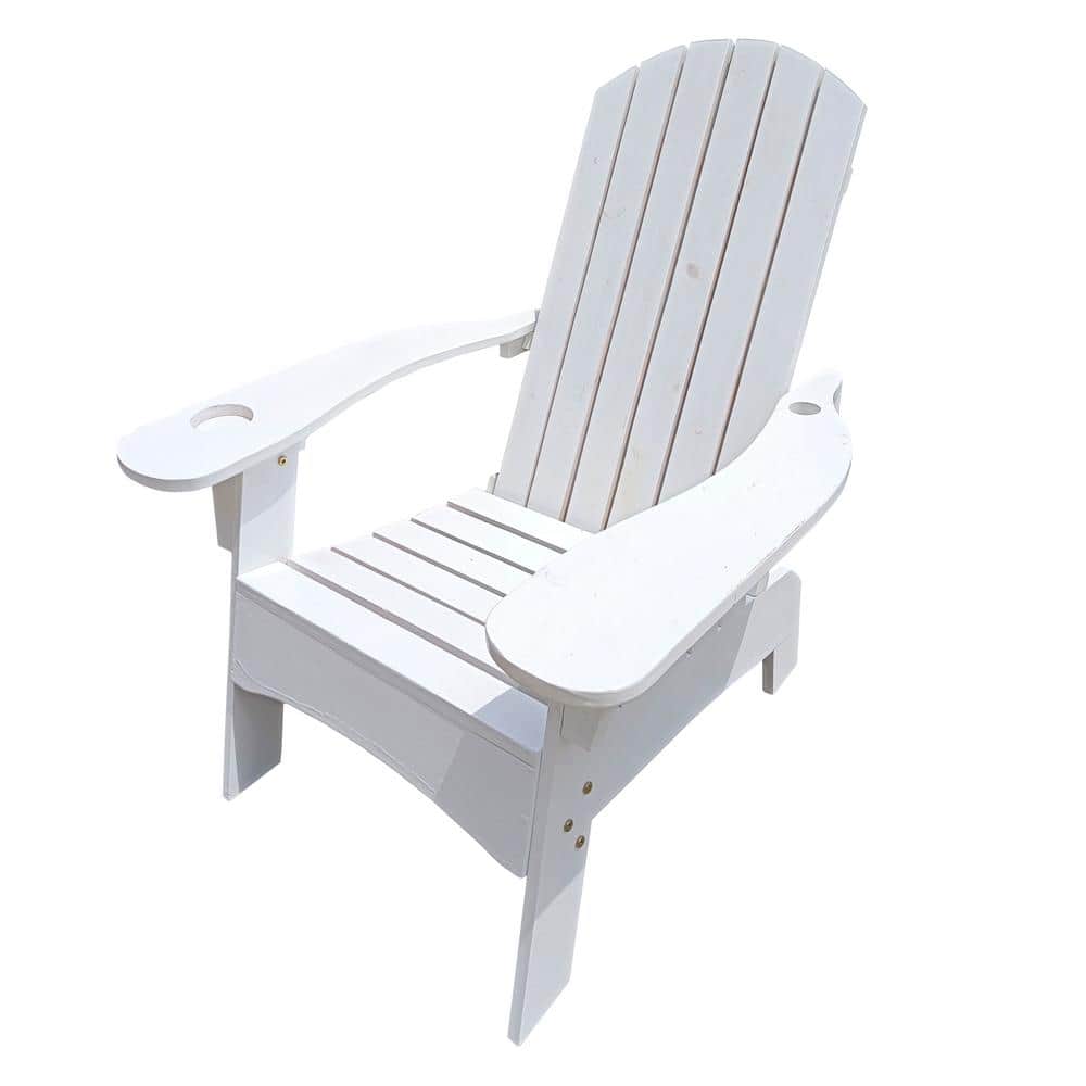 Tunearary White Outdoor Adirondack Chair Lounger Recliner With Cups   Wood Adirondack Chairs W495hzp43727 64 1000 