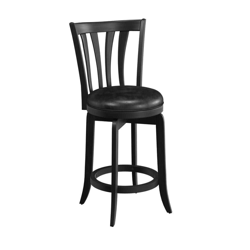Savana Classic Black Swivel Counter Stool with Faux Leather