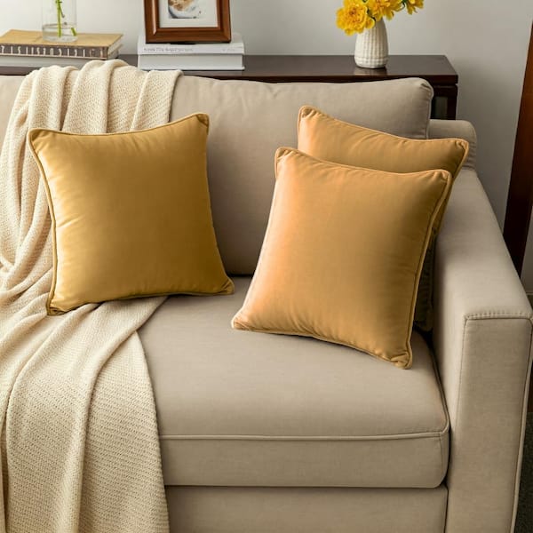 A1 Home Collections A1HC Set of 2 Luxurious Fine Soft Velvet Throw Pillow Covers Only for Sofas Beds Vibrant Colors and Hidden Zipper