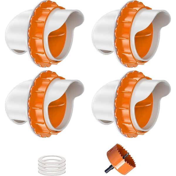 DIY Chicken Feeders No Waste 4 Ports Poultry Feeder with Hole Saw for Buckets Troughs Orange Livestock Supplies