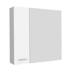 23.6 in. W x 23.6 in. H Bathroom Surface Mount Medicine Cabinet with Mirror,4 Shelves and Double Door in White