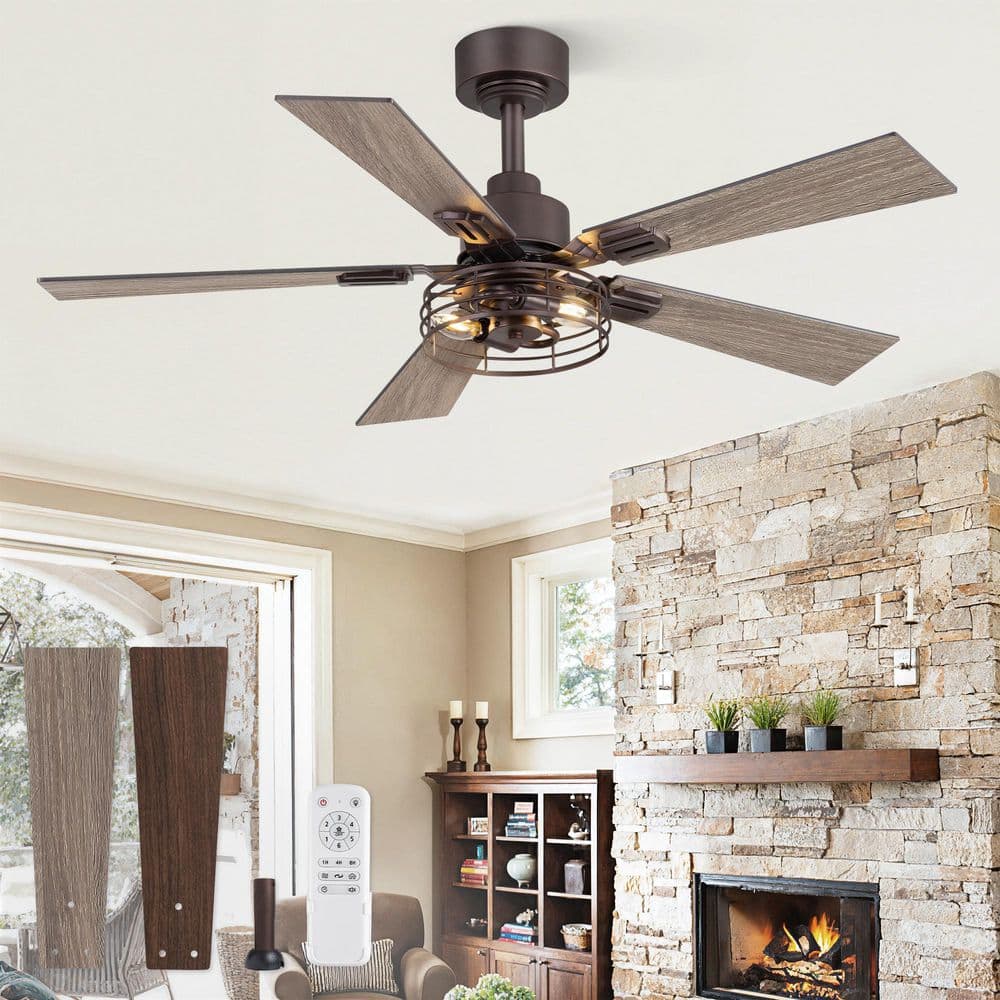 42 in. Brown Downrod Mount Standard Ceiling Fan with Light Cage Fan Farmhouse Include APP Remote,Timer,6 Speeds price history on PriceWatchPro