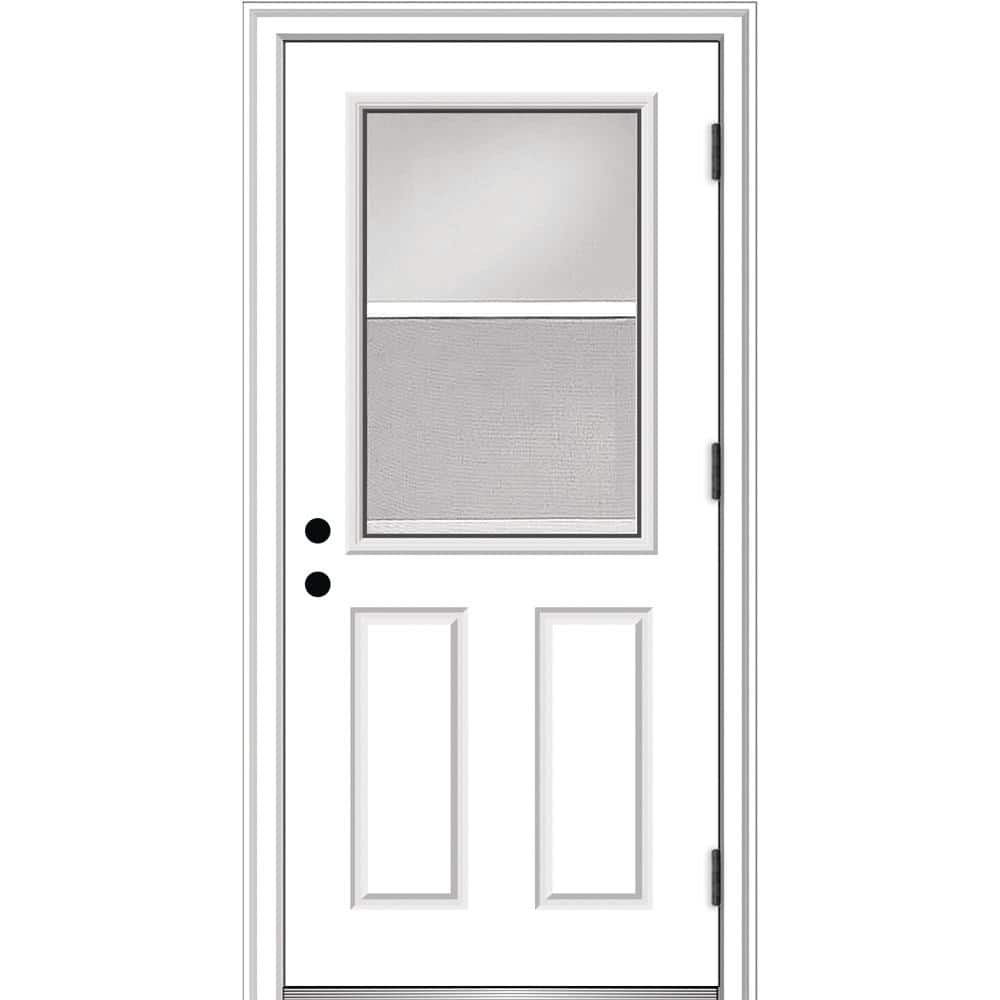 Mmi Door 32 In X 80 In Vented Left Hand Outswing 1 2 Lite Clear Primed Steel Prehung Front Door With Brickmould Z0364696l The Home Depot