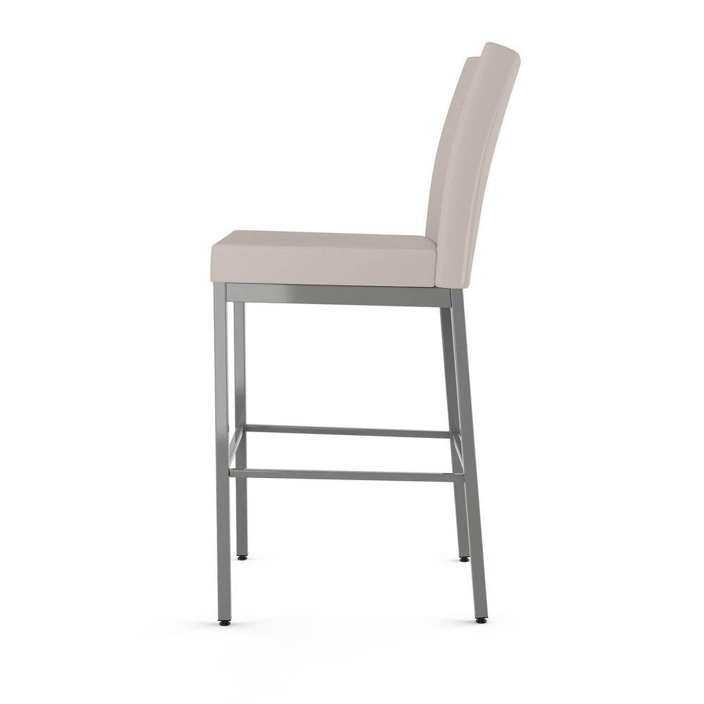 Elegant Perry 26'' Beige Faux Leather Counter Stool with Metallic Base